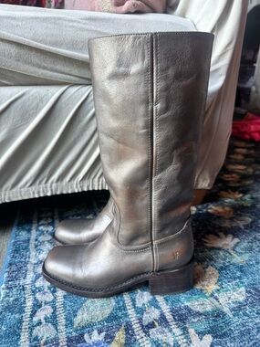Frye Campus Boot in Metallic Stone Leather Knee-High Boots